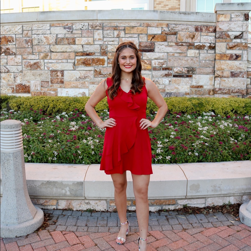 Red flowy dress